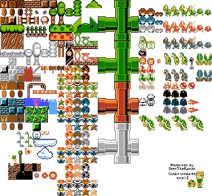 Super Mario Bros. tile map (sprite sheet)